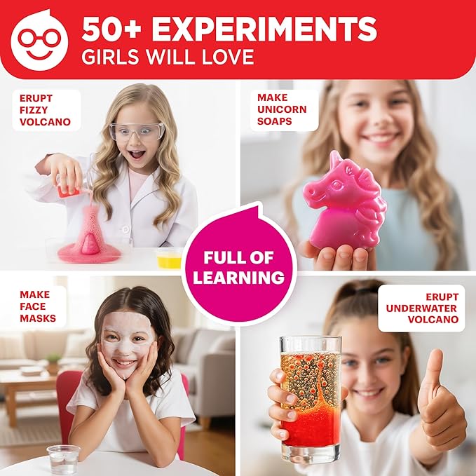 Doctor Jupiter Girls' Science Kit, Chemistry Set for Kids Ages 8-10-12-14 Ideas for 8,9,10+ Year Old Girls | STEM Toy Kit with 50+ Experiments | Learning & Educational Projects