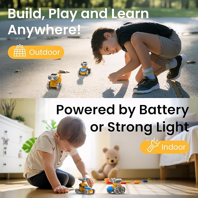 Sillbird Solar Robot Building Kit Christmas STEM Gift for Boys Aged 8-14, 21 in 1 DIY Science Educational Sets for Kids Teens Birthday, Battery or Sun Powered Buildable Robotic Toys with 211 Pieces