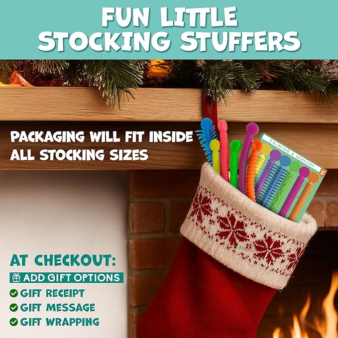 BUNMO Stocking Stuffers for Kids - Stretchy Sensory Strings - Sensory Toys for Kids - Toddler Stocking Stuffers - Hours of Fun - Super Sensorial - 6 Pack