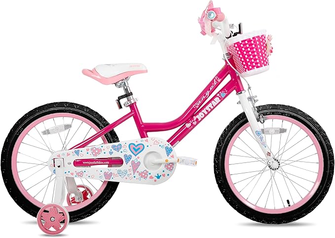JOYSTAR Angel Girls Bike for Toddlers and Kids Ages 2-13 Years Old, 12 14 16 18 20 Inch Kids Bike with Training Wheels & Basket, 20 24 Inch Girls Bicycle with Handbrake & Kickstand