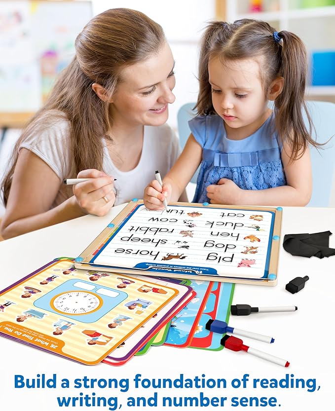 Coogam Handwriting Hundred Board, Math Manipulative Wooden Montessori 1-100 Number Toys, Alphabet Writing Practice for Preschool Educational Activity, Fine Motor Learning Game for Kids Age 3-8