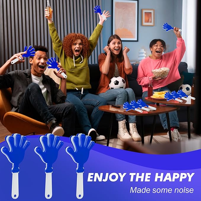 12 Pcs Hand Clappers Noisemakers 7.5 Inch Clappers Noisemakers Plastic Hand Clappers for Birthdays Game Football Sporting Events Cheers Supplies Dance Basketball Football Noisemakers（Blue and White）
