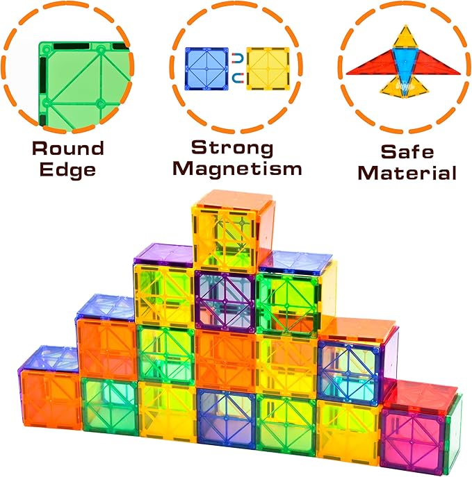 CuteTiger Mangetic Tiles, 100PCS Magnet Building Toys, Magnetic Building Set for Kids, Stacking Blocks, Perfect STEM Toys Gift for Boys and Girls