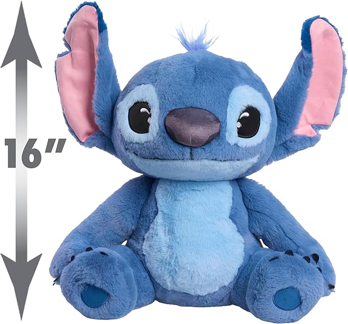 Disney Stitch Live-Action 13-inch Large Plush Stuffed Animal, Soft Toy for Kids, Blue, Alien, Toy for Fans, Girls, Boys, Kids, Ages 2 and Up by Just Play