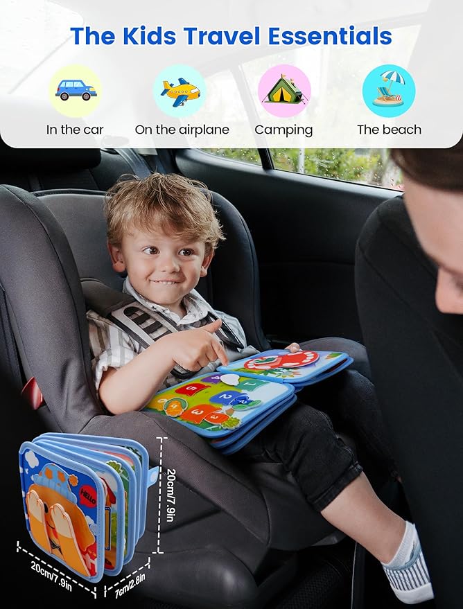 Toddler Busy Book for 1-3, Busy Board for 1+ Year Old, Toddler Airplane Travel Toys, Girl & Boy Gift, Educational Learning Activity Books, Felt Montessori Toys (Dog Theme)