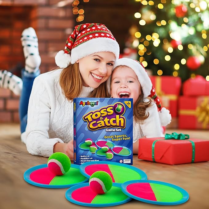 Ayeboovi Kids Toys Toss and Catch Ball Set with 6 Paddles 3 Balls Outdoor Games for Kids Beach Pool Yard Games Toys for 3-12 Years Old Boys Girls Kids Adults Family Birthday Gift Stocking Stuffers