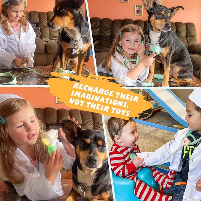 Liberry Doctor Kit for Toddlers 3-5 Years Old, 18-Piece Doctor Bag Pretend Play Toys, Durable Medical Kit with Toy Stethoscope, Green Christmas Birthday Gift for Kids