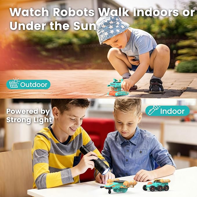 Sillbird Solar Robot Building Kit Christmas STEM Gift for Boys Ages 8-14, 10-in-1 DIY Educational Science Set for Kids Birthday, Sun Powered Space Robotics Toys with 112PCS