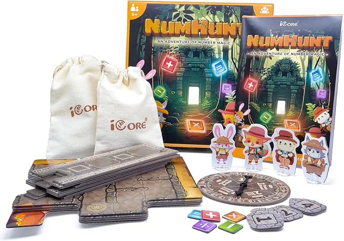 iCore Math Games for Kids 8-12, Board Game, 2-4 Players, Ages 6+