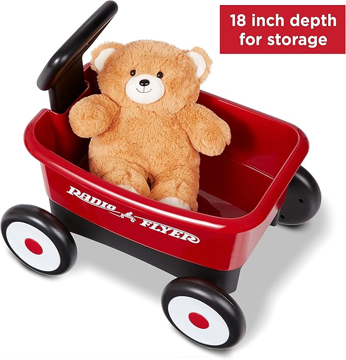 Baby Walker Wagon, Baby Toy Cart, Toddler Toys 1-2, Radio Flyer My 1st Wagon for Kids, with Teddy Bear, for Ages 1-4 Years, Red