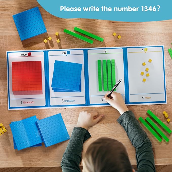 Set of 2 Base Ten Blocks Plastic 306 pcs Place Value Blocks Math Manipulatives Kindergarten Counting Cubes for Kids Math Early Counting Math Toy for 1st Grade