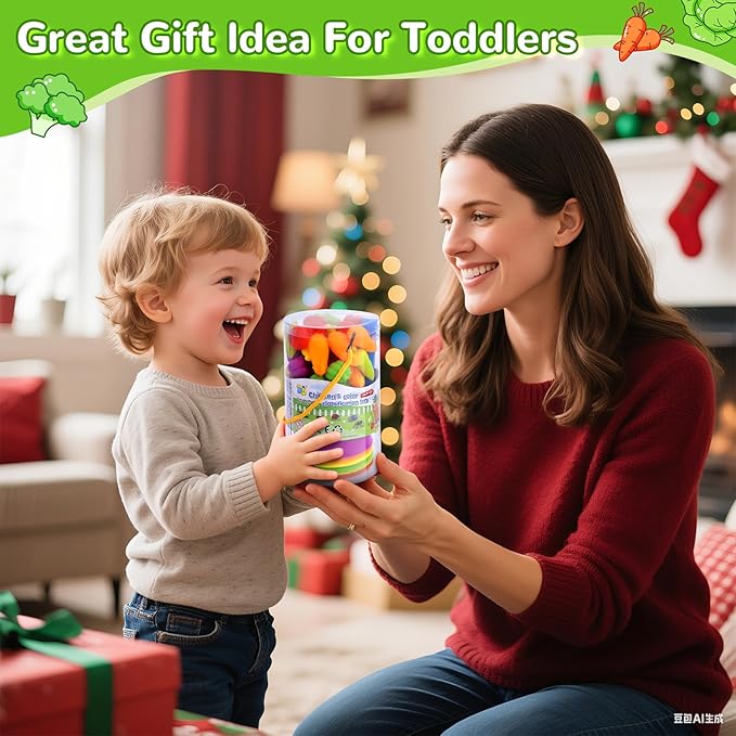 USATDD Counting Vegetables Color Sorting Matching Games with Bowls Preschool Learning Activities for Educational Sensory Montessori STEM Toy Sets for Toddlers Kids Boys Girls Aged 3-5