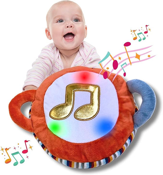Lumio Interactive Musical Plush Toy with Lights and Sounds - Sensory Toy for 3 6 9 12-18 Months and up, Perfect for Tummy Time Rhythm Learning (Drum)