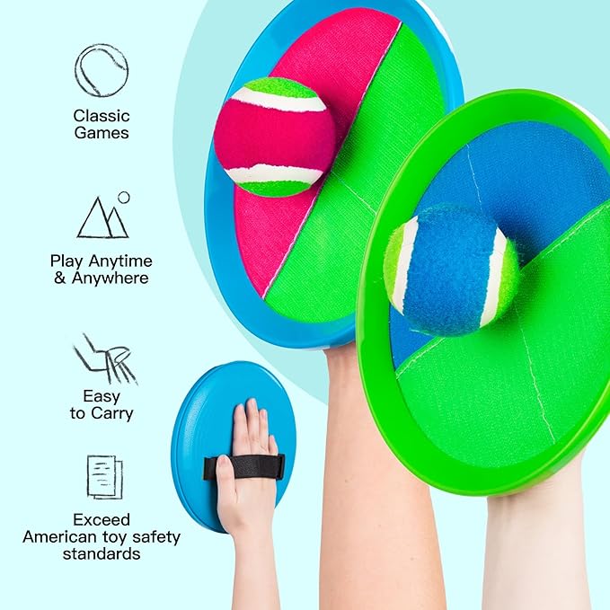 EVERICH Upgraded Toss and Catch Ball Game Set, Outdoor Games for Kids Toys, Stocking Stuffers for Family Games, Beach Pool Yard Christmas Toys Birthday Gifts for Boys Girls 3 4 5 6 7 8-12 Years Old