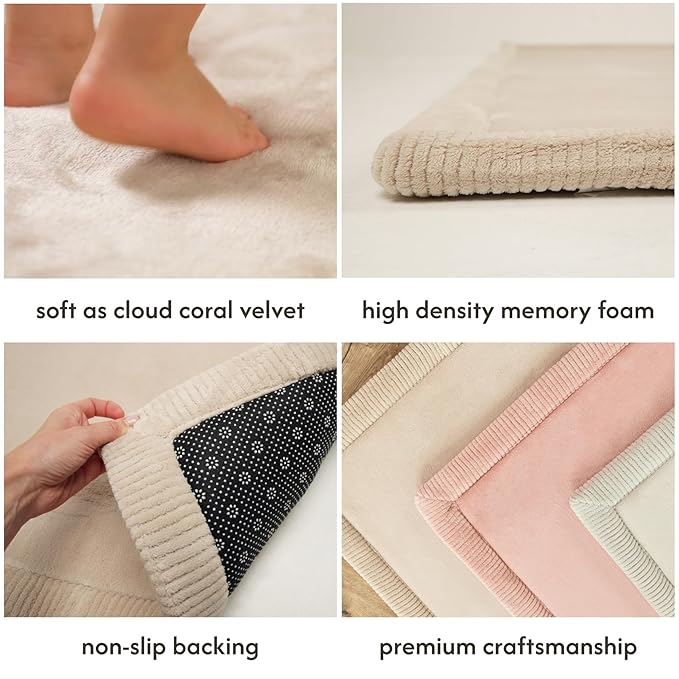 Hakuna Matte Premium Baby Play Mat 60”x 80” Beige – Cloud-Soft Coral Velvet Memory Foam Rug for Crawling & Play – Non-Slip, Water-Resistant, Care Tummy Time Mat – Non-Toxic Padded Playmat