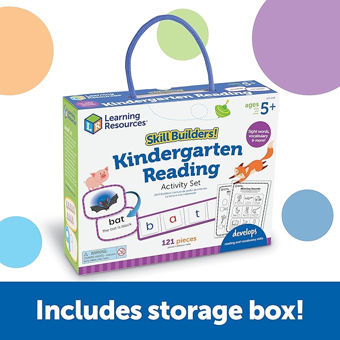 Learning Resources Skill Builders! Kindergarten Reading Activity Set - 122 Pieces, Ages 5+, Back to School Essential Materials, Homeschool Supplies
