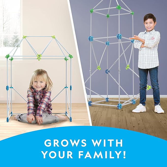 NATIONAL GEOGRAPHIC Kids Fort Building Kit - 135-Piece Indoor Fort Builder, Creative Play, STEM Building Toys for Kids Ages 6 7 8 9 10 11 12, Blanket Fort (Amazon Exclusive)