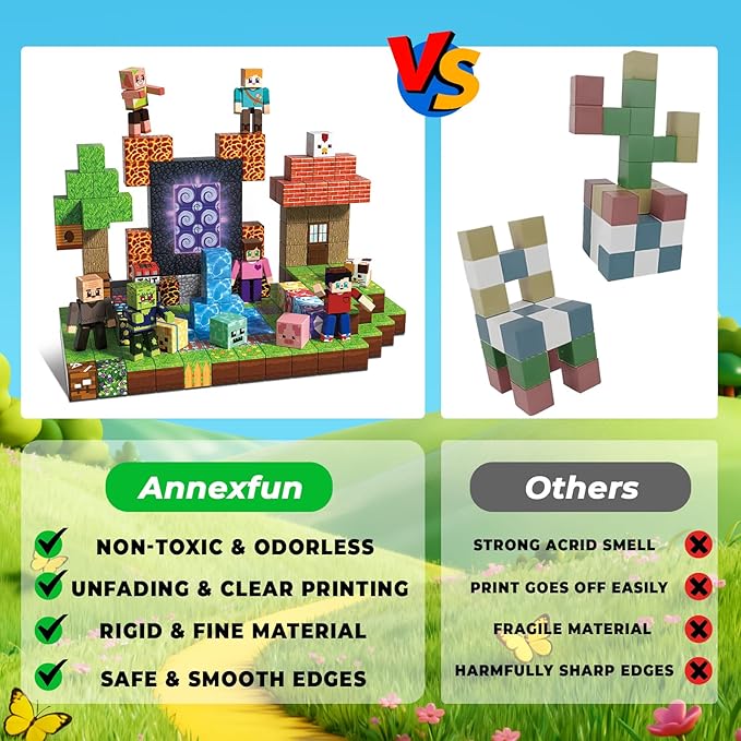 210PCS Magnetic Blocks with 8 Action Figures– 2025 STEM Magnetic Building Blocks for Kids Christmas, Creative Educational Play Set for Boys & Girls