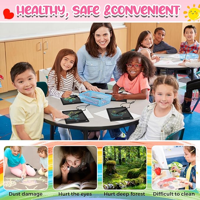 Epakh 16 PCS LCD Writing Tablet for Kids - 8.5 Inch Reusable Writing Board Drawing Doodle Pad Gift for Girl & Boy, Toddlers, Back to School, Birthday Party Favors(Black)