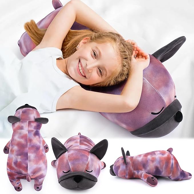 30'' Giant French Bulldog Plush Stuffed Animal- Leopard Pattern French Bulldog Dog Plush Pillow Plushies, Large Sleeping French Bulldog Large Plushie Toy, Birthday Gifts for Kids Girls Boys