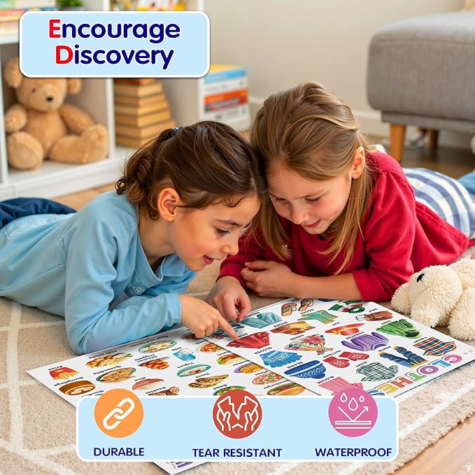 DeeDee's Workshop 16 Educational Posters vol. 2, Toddler Wall Decor, Daycare Essentials, Pre K Learning Materials (English vol. 2)