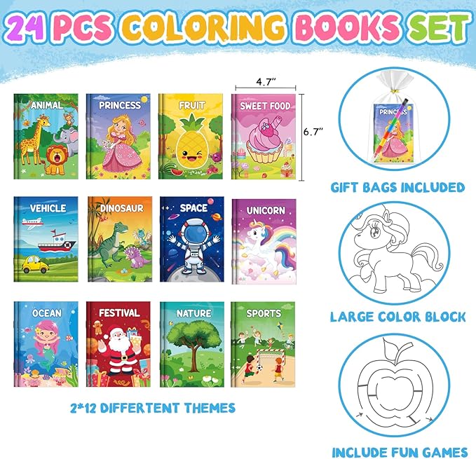 ZMLM Coloring Books for Kids Party Favors: Bulk Crayons Mini Coloring Books for Kids Ages 4-8 Birthday Goodie Bags Stuffers Toddlers Return Gifts Classroom Prizes