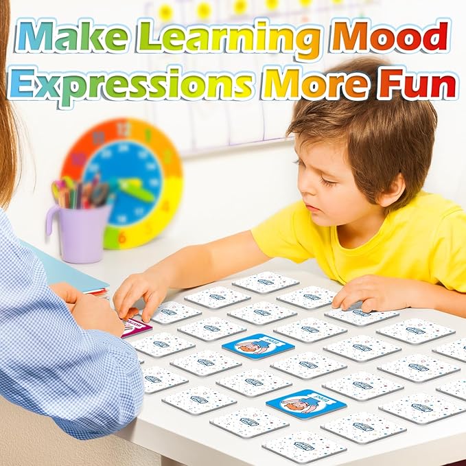 Aizweb Feelings Emotions Match Game,Memory Game,Social Emotional Learning Activities,Toddler Baby Flash Cards,Calm Down Corner Supplies,Educational Toys for Pre K Preschool Kindergarten Autism ADHD