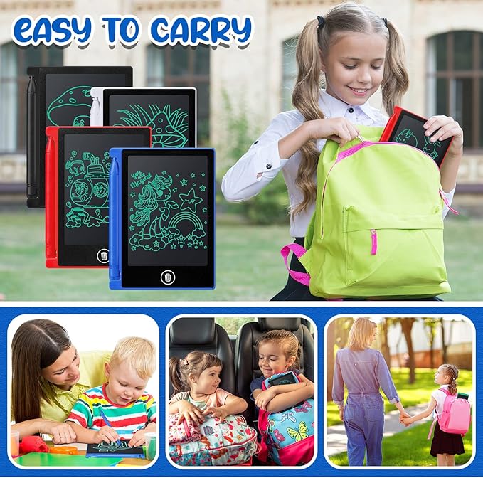 32 Pieces Mini LCD Writing Tablet 4.5 Inch Educational Toys Learning Writing Pad Erasable Drawing Pad Reusable Learning Toy Gift Preschool Art Toys for Girls Boys Birthday Favor (Plain Colors)