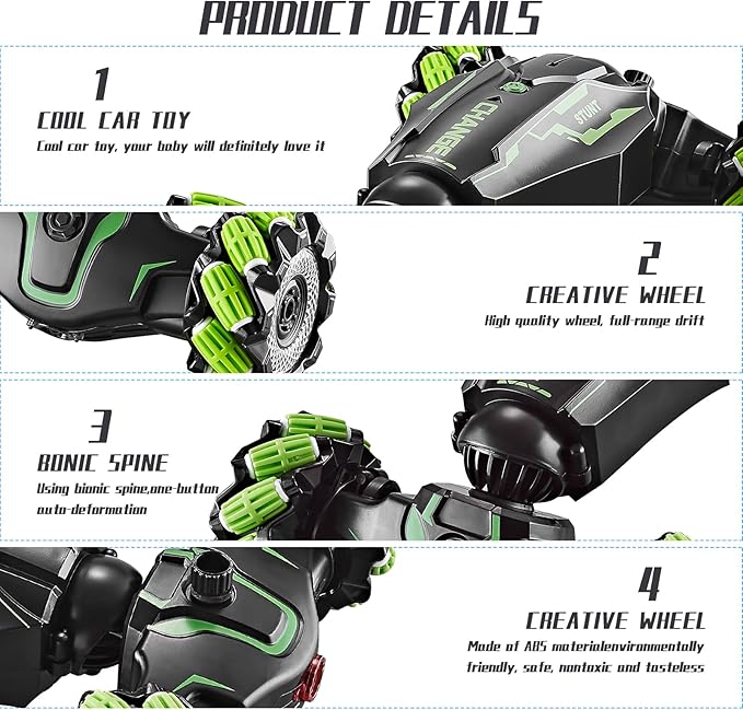 4WD Remote Control Gesture Sensor Car,Hand Controlled RC Stunt Car,Double-Sided Vehicle 360° Rotation with Light and Music Spray, Watch Toy Cars for Boys & Girls Birthday