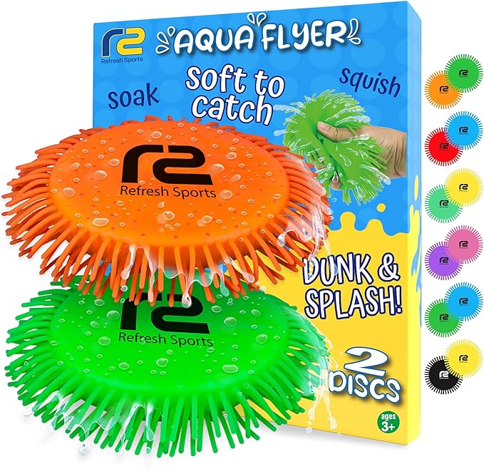 Water Flying Discs for Kids: Soft Sports Disc 2 Pack - Soaks The Target On Impact - Best Swimming Pool Toys & Beach Water Toys - Fun Toy Outdoor Games - Birthday Gifts for Boys & Girls All Ages