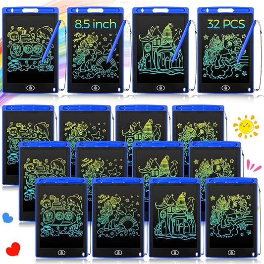 Zhehao 32Pcs LCD Writing Tablet for Kids Bulk 8.5 Inch Colorful Doodle Board Tablet Erasable Doodle Pad Educational Toy Christmas Birthday Gift for Boys Girl Age 3-10(Blue)