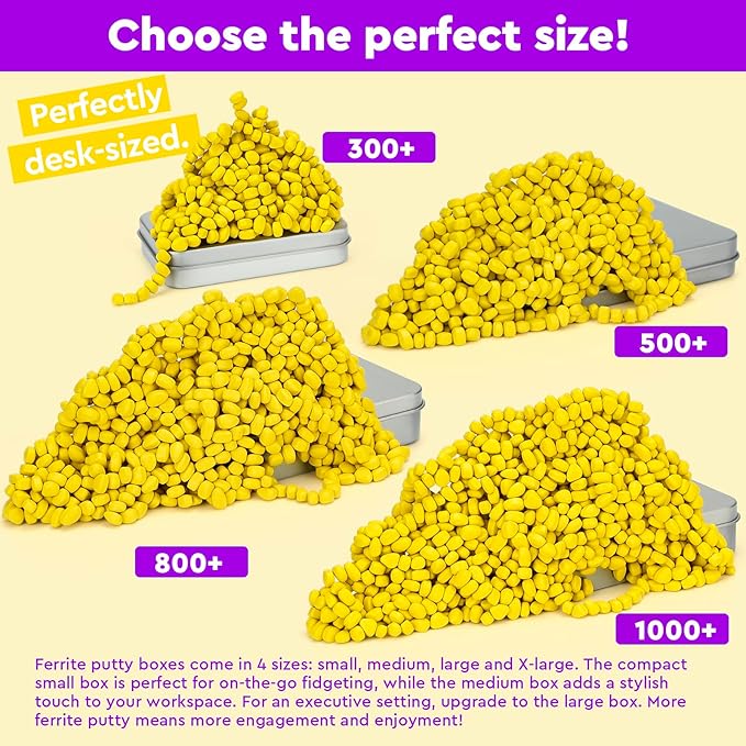 1000+ Original Ferrite Putty Yellow, Fidget Toy Ferrite Stones for Stress Relief, Sensory Toy for Adults & Teens 14+, Holiday Stocking Stuffer, Ferrite Rocks Fidget Present for Office