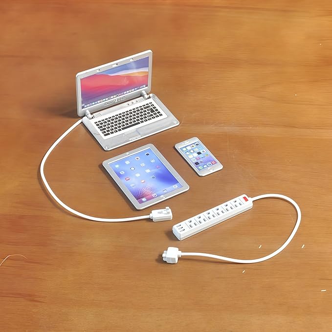 1:6 Scale Dollhouse Accessories - 4 Colors Miniature Digital Set: Metal Smartphone, Tablet, Laptop & Desktop USB Socket - 1:12 Scale Miniature Collectibles Gift (Silvery)