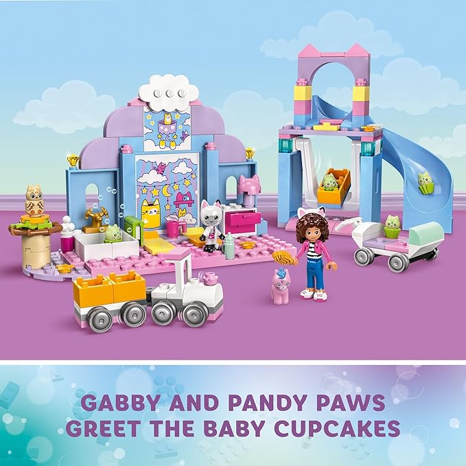 LEGO Gabby’s Dollhouse Gabby’s Kitty Care Ear Animal Playset for Kids, Pet Pretend-Play Entertainment Toy with a Pink Car, Slide, and Figures, Cat Toy Gift for Girls and Boys Ages 4 and Up, 10796