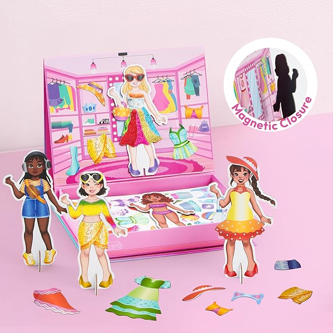 Klever Kits Foil Magnet Dress-Up Kit, 2-in-1 Fashion DIY Craft for Kids Paper Dolls for Girls Ages 4 5 6 7 8 9 Travel Activity Birthday Gifts with Display Box by Jova