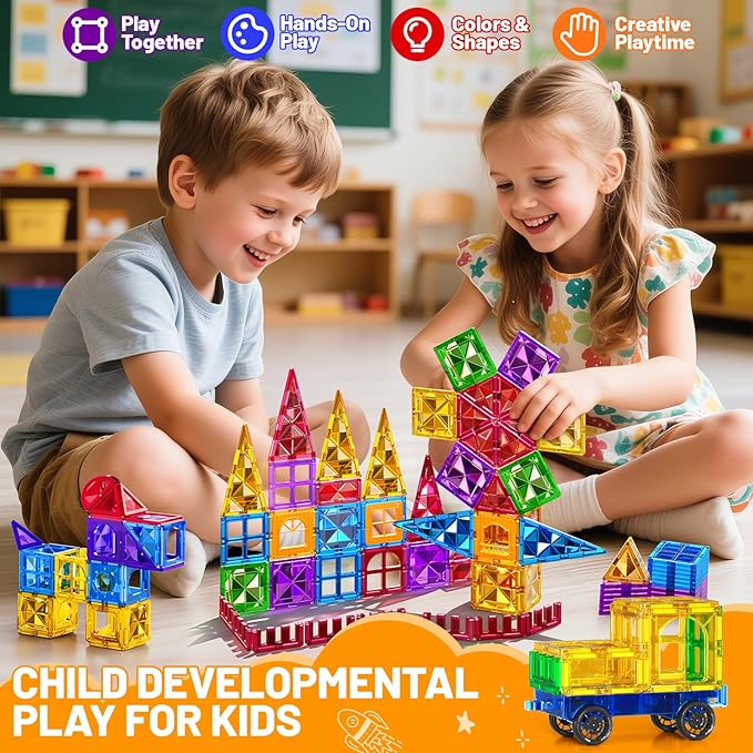 Magnet Toy for Toddlers 1-3, Toddler Magnet Building Blocks Tiles Toys for Kids Ages 1-3 4-8, Preschool Learning Sensory Educational Gifts Toys for Boys and Girls 3+ Year Old