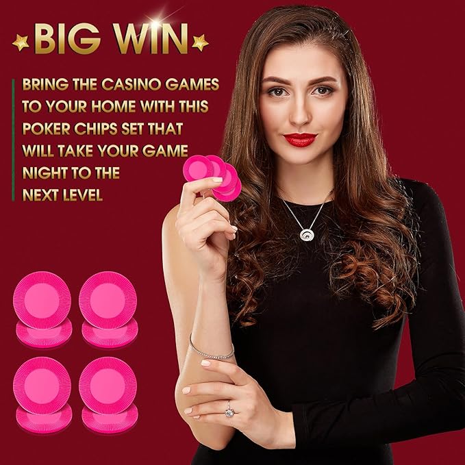 Leitee 500 Pcs Pink Plastic Poker Chips Bulk 1.5 Inch Mini Bingo Chips Tokens Markers Blank Casino Counting Discs Learning Math Counters for Adults Interlocking Game Counting Reward Card