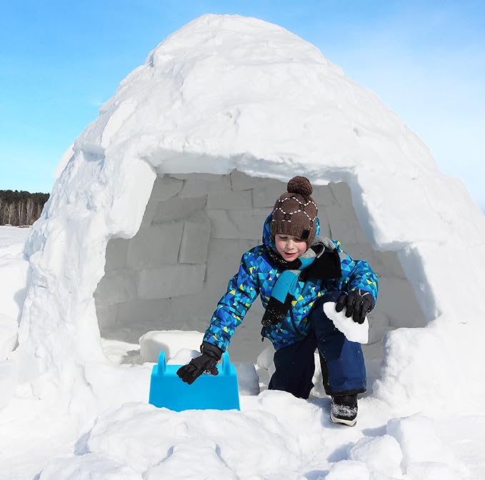 Superio Snow Brick Maker Igloo Fort Block Form Outdoor Winter Snow Toys Sand Castle Building Kit for Adults and Kids Sandbox, Beach, Sand Toys (Blue)