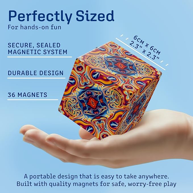 Shashibo Shape Shifting Box - Award-Winning Fidget Toy w/ 36 Rare Earth Magnets - Fidget Cube Transforms Into Over 70 Shapes, Sensory Toy Gift for Kids, Teens, and Adults (Spaced Out)