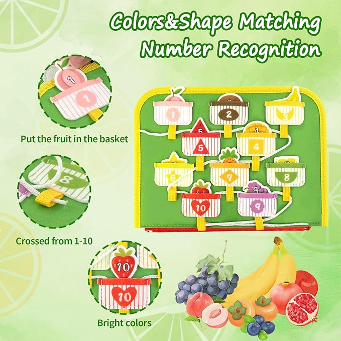 Toddler Busy Board, Farm Busy Book Montessori Toys for 1 2 3 4 Year Old, Sensory Board Preschool Learning Toy Activity Books Birthday Christmas Gifts for Girls Boys, Travel Toys for Airplane Car