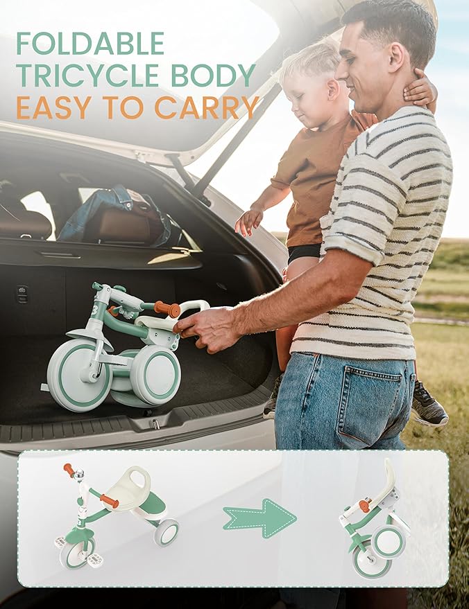 besrey Toddler Tricycle with Bell, Kids Tricycle Age 18 Months to 5 Years, Kids Trike, Toddler Bike for 1.5-5 Year Olds, Baby Trike, Gifts & Toys for Boys & Girls