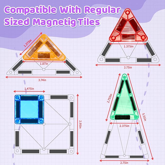 Mini Magnetic Tiles Travel Toddler Toys, Portable Travel Magnetic Tiles Kids Toys for 3 4 5 6 7 8+ Years Old Boys Girls, STEM Learning Magnet Blocks Birthday Chirstmas Gifts