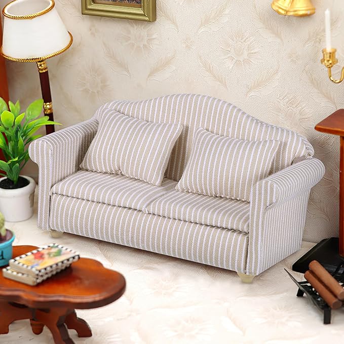 1 12 Scale Doll House Furnitures 3pcs Sofa Miniature Dollhouse Toy Parlor Bedroom Decoration Accessories