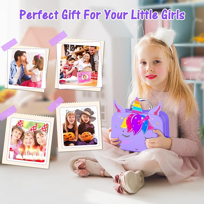 Kids Makeup Kit for Girl - 2 in 1 Kids Washable Makeup Toys & Nail Art Kit with Nail Dryer and Storage Case, Real Girl Makeup Set Birthday Gifts Toys for 3 -12 Year Old Girls, Light Purple