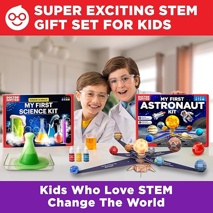 Doctor Jupiter My First STEM Gift Set | Set of ‘My First Science Kit’, ‘Astronaut Kit’ for Kids Ages 5+ | Birthday Gift Ideas for Boys, Girls | STEM Learning & Educational Toys for 5,6,7,8 Year Old