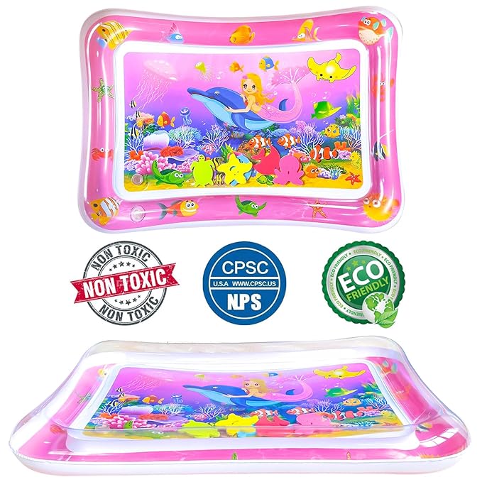 ZHUYNXIR Tummy time Water Playmats, Tummy time mats, Baby Water Play Mat for Kids and Toddlers Baby Toys for 3 to 24 Months, Strengthen Your Baby's Muscles, Pink 27.5x20 in.