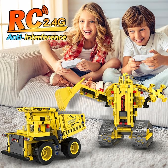 Robot Building Kits, 5-in-1 Stem Toys for Boys Age 8-14, APP & Remote Control Excavator Kids Construction Toys, Programmable Erector Sets, Educational Robotic Kit Gifts for Girls Boys (555 PCS)