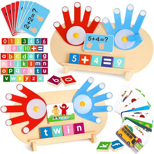 2 in 1 Preschool Learning Toys for Toddlers 2-4, Montessori Toys for 3-5 Boys Girls Birthday Gifts, Educational Math Manipulatives Number Counting Blocks & ABC Game Toys, Christmas Stocking Stuffers