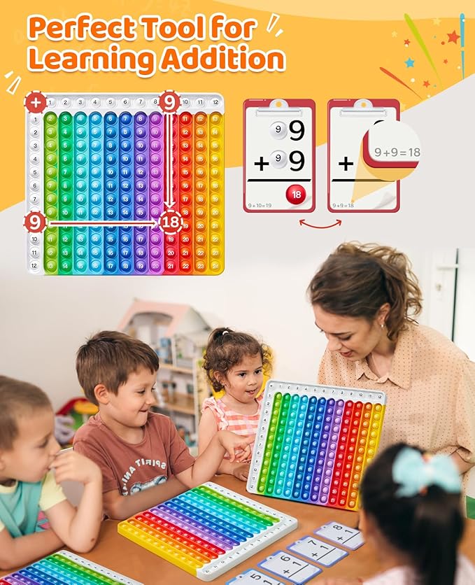 JoyCat Addition Flash Cards +Chart,78 Hole Punched Flashcards for Kids Pre K,1st,2nd,3rd Grade,Math Learning Tools Games,Perfect for Class,Birthday-with 2 Rings,1 Storage Bag