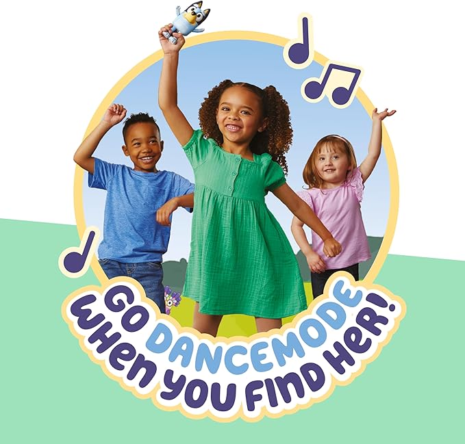 Bluey Game Hide and Seek Figure, Articulated, Musical Kids Figurines with Dance Mode, Interactive Play Toddler Figurine Toys for Ages 3+